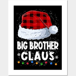 Big Brother Claus Red Plaid Christmas Santa Family Matching Pajama Posters and Art